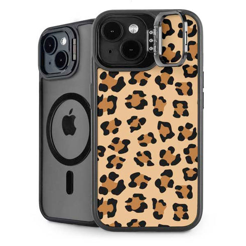 Leopard Spots Print iPhone 15 Plus Kickstand Case
