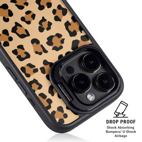 Leopard Spots Print iPhone 15 Pro Max Kickstand Case