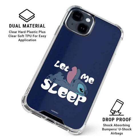 Disney Lilo and Stitch Let Me Sleep iPhone 15 Clear Case