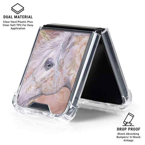 Licorne Florale Rose Unicorn by Laurie Prindle Galaxy Z Flip6 Clear Case