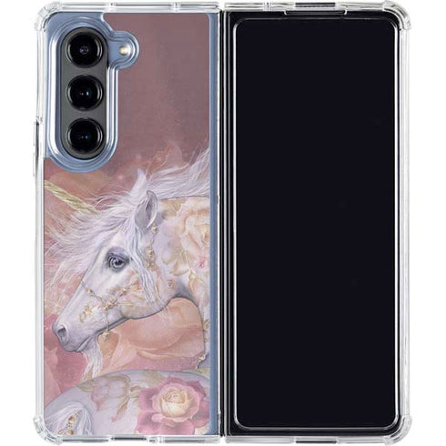 Licorne Florale Rose Unicorn by Laurie Prindle Galaxy Z Fold5 5G Clear Case