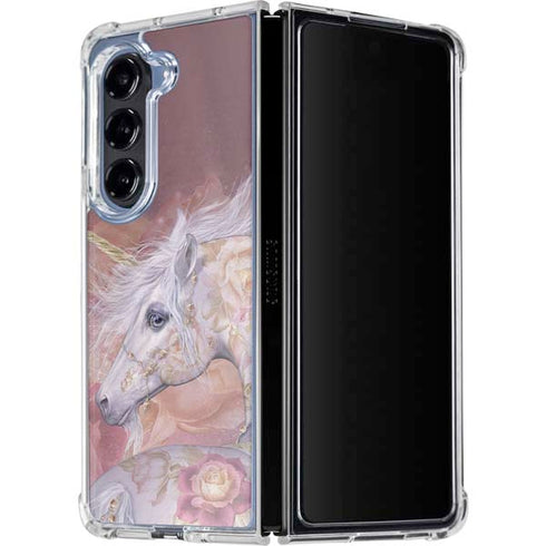 Licorne Florale Rose Unicorn by Laurie Prindle Galaxy Z Fold5 5G Clear Case