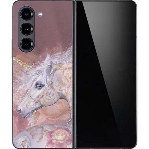 Licorne Florale Rose Unicorn by Laurie Prindle Galaxy Z Fold5 5G Skin
