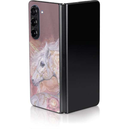 Licorne Florale Rose Unicorn by Laurie Prindle Galaxy Z Fold5 5G Skin