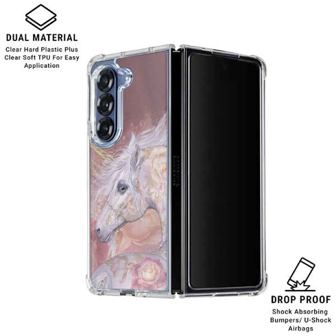 Licorne Florale Rose Unicorn by Laurie Prindle Galaxy Z Fold6 Clear Case