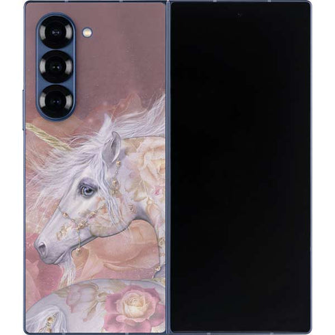 Licorne Florale Rose Unicorn by Laurie Prindle Galaxy Z Fold6 Skin