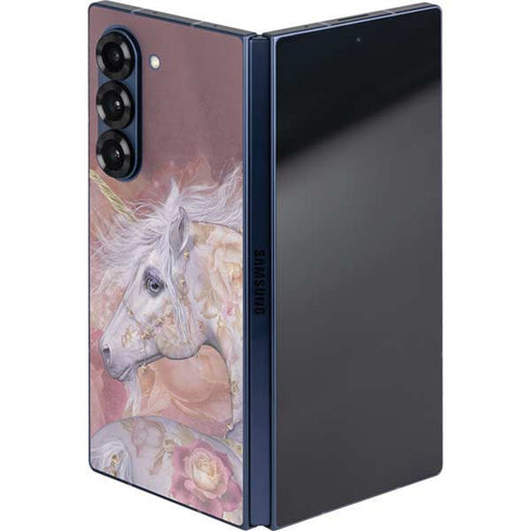 Licorne Florale Rose Unicorn by Laurie Prindle Galaxy Z Fold6 Skin