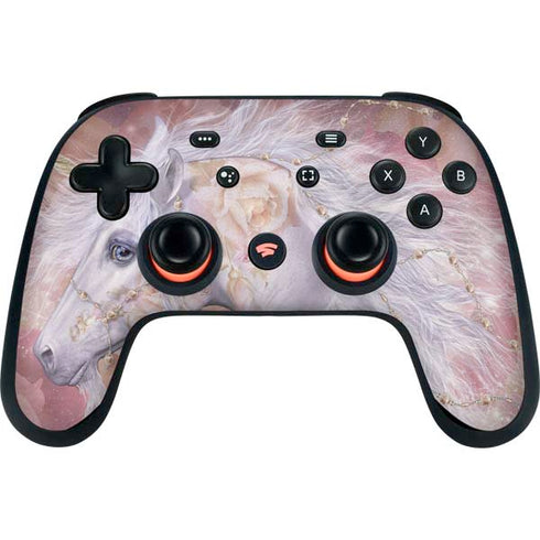 Licorne Florale Rose Unicorn by Laurie Prindle Google Stadia Controller Skin