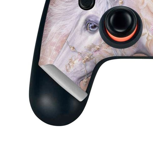 Licorne Florale Rose Unicorn by Laurie Prindle Google Stadia Controller Skin