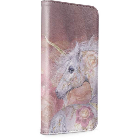 Licorne Florale Rose Unicorn by Laurie Prindle iPhone 15 Plus Folio Case