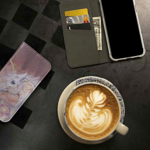 Licorne Florale Rose Unicorn by Laurie Prindle iPhone 15 Plus Folio Case