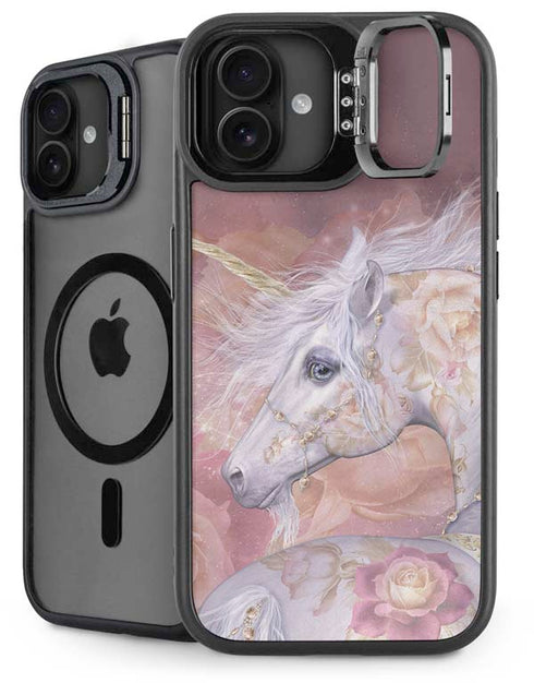 Licorne Florale Rose Unicorn by Laurie Prindle iPhone 16 Kickstand Case