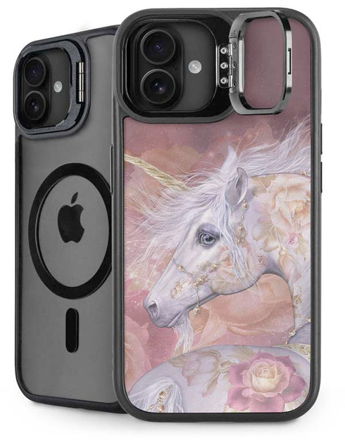 Licorne Florale Rose Unicorn by Laurie Prindle iPhone 16 Plus Kickstand Case