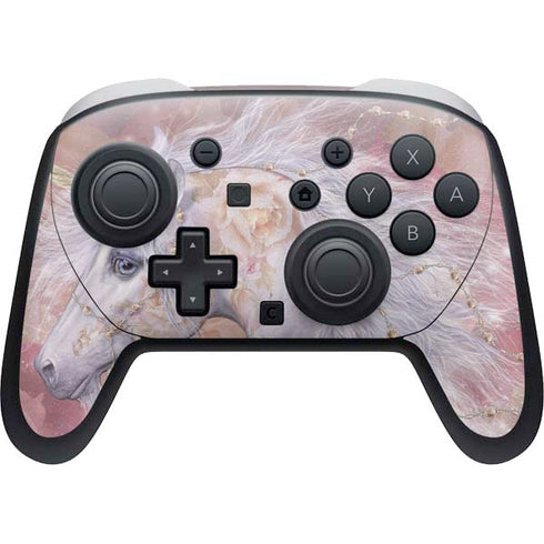 Licorne Florale Rose Unicorn by Laurie Prindle Nintendo Switch 2 (2025) Pro Controller Skin