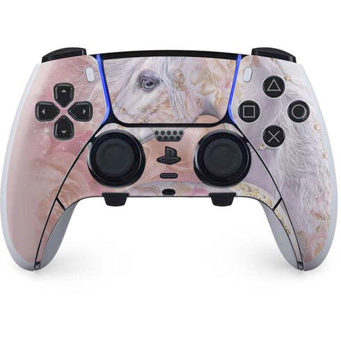 Laurie Prindle Licorne Florale Rose Unicorn PS5 DualSense Edge Pro Controller Skin