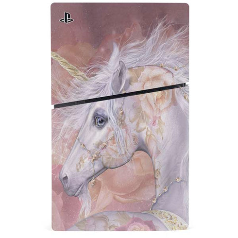 Licorne Florale Rose Unicorn by Laurie Prindle PS5 Slim Digital Edition Console Skin