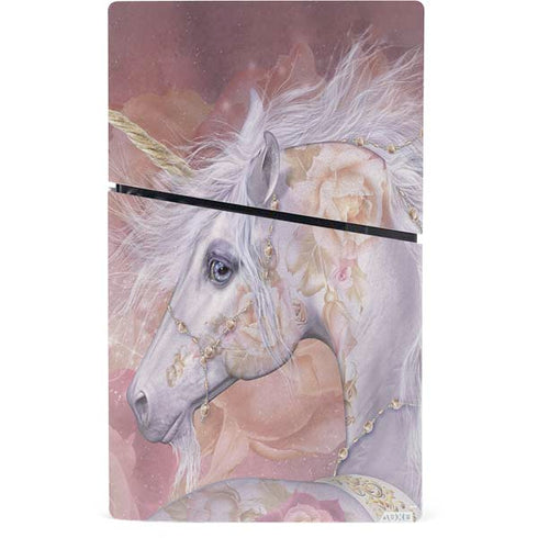 Licorne Florale Rose Unicorn by Laurie Prindle PS5 Slim Digital Edition Console Skin