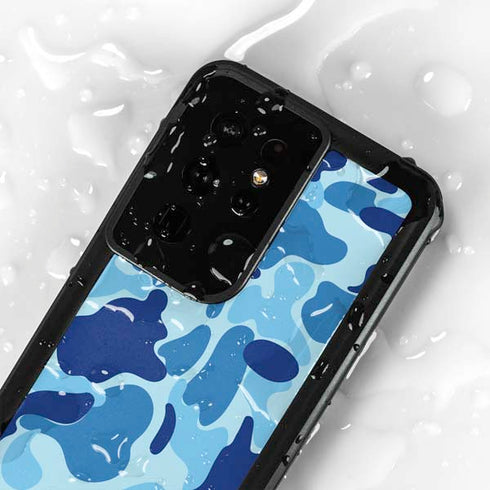 Light Blue Street Camo Galaxy S24 Ultra Waterproof Case