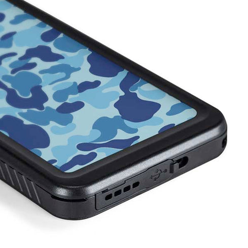 Light Blue Street Camo Galaxy S24 Waterproof Case
