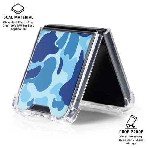 Light Blue Street Camo Galaxy Z Flip6 Clear Case