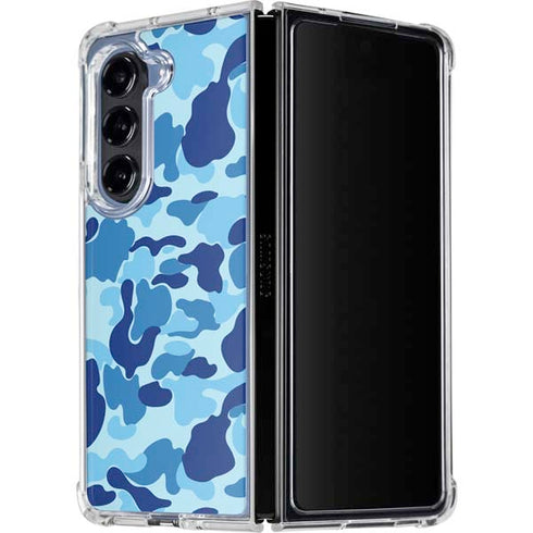 Light Blue Street Camo Galaxy Z Fold5 5G Clear Case