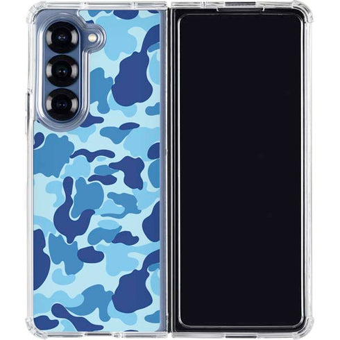 Light Blue Street Camo Galaxy Z Fold6 Clear Case