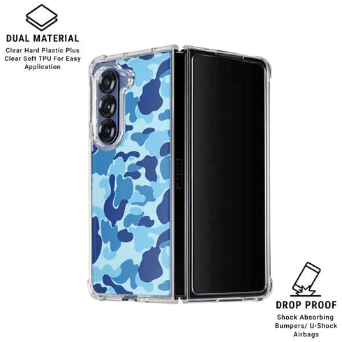 Light Blue Street Camo Galaxy Z Fold6 Clear Case