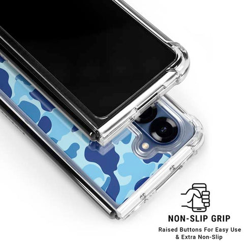 Light Blue Street Camo Galaxy Z Fold6 Clear Case