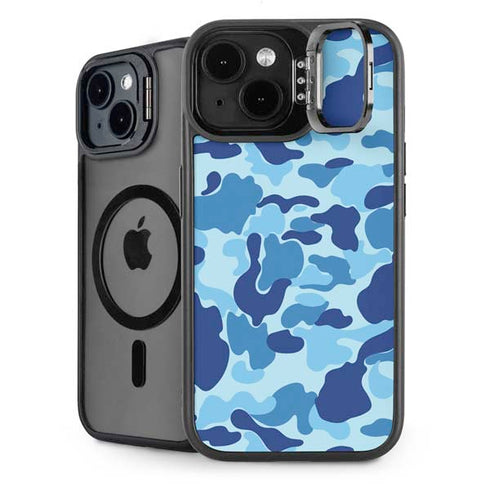 Light Blue Street Camo iPhone 14 Kickstand Case