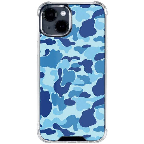 Light Blue Street Camo iPhone 15 Clear Case