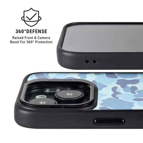 Light Blue Street Camo iPhone 15 Kickstand Case