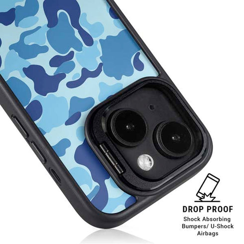 Light Blue Street Camo iPhone 15 Plus Kickstand Case