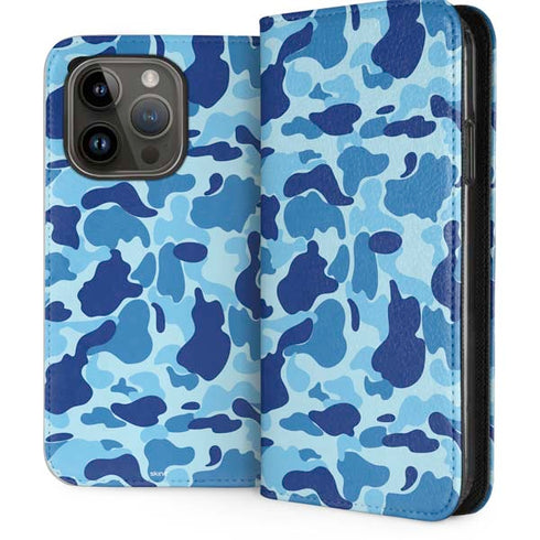 Light Blue Street Camo iPhone 15 Pro Folio Case