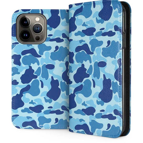 Light Blue Street Camo iPhone 15 Pro Max Folio Case