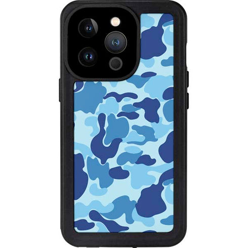 Light Blue Street Camo iPhone 15 Pro Waterproof Case