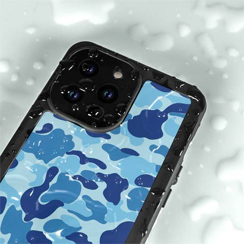 Light Blue Street Camo iPhone 15 Pro Waterproof Case