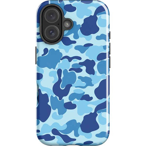 Light Blue Street Camo iPhone 16 Plus Impact Case