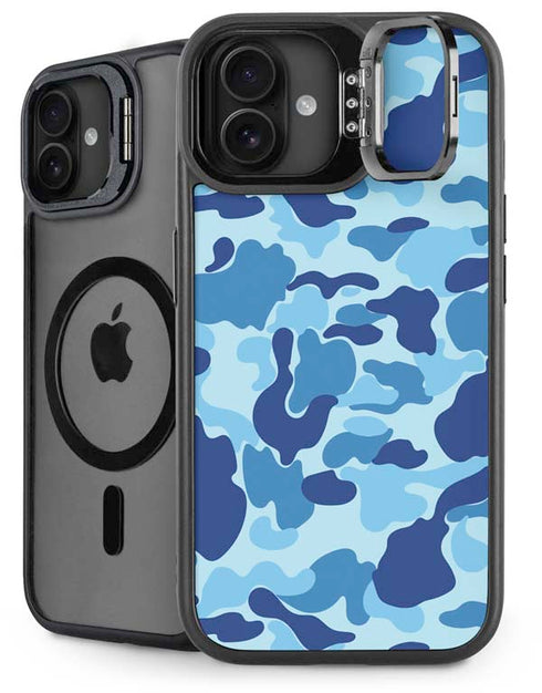 Light Blue Street Camo iPhone 16 Plus Kickstand Case