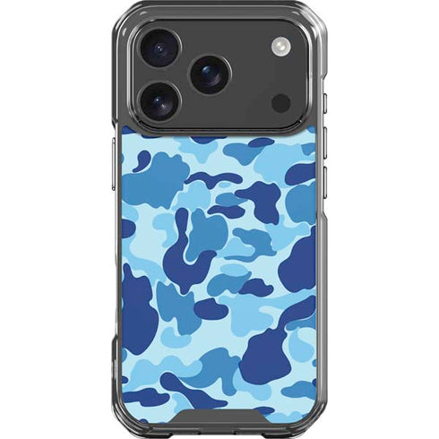 Light Blue Street Camo iPhone 18 Pro Clear Case