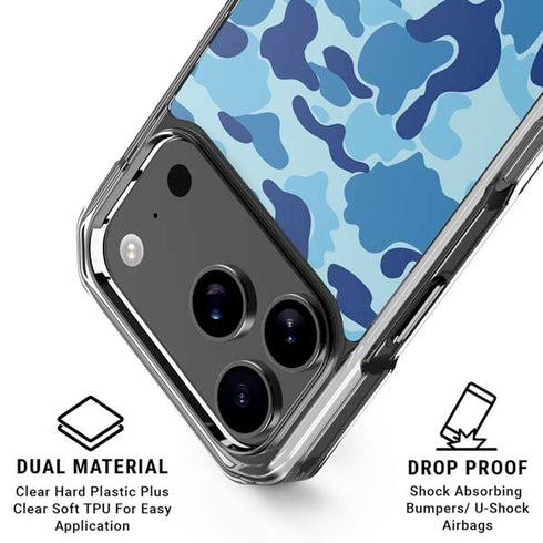 Light Blue Street Camo iPhone 18 Pro Clear Case