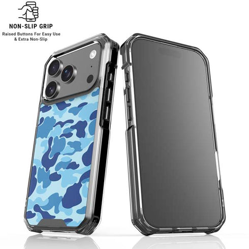 Light Blue Street Camo iPhone 18 Pro Clear Case