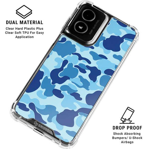 Light Blue Street Camo Moto G Power 5G (2024) Clear Case