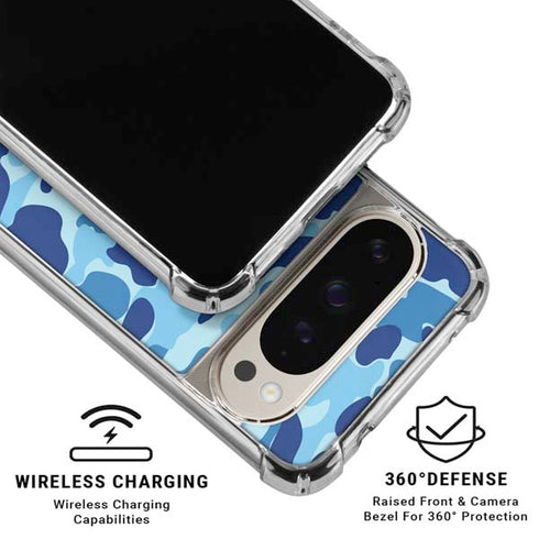Light Blue Street Camo Pixel 9 Pro XL Clear Case