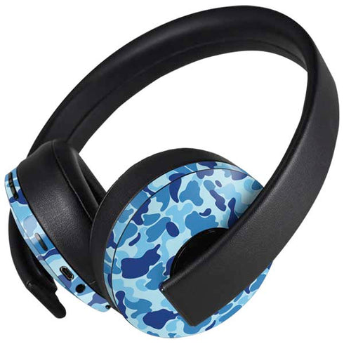 Light Blue Street Camo PlayStation 4 Gold Wireless Headset Skin