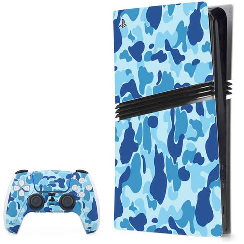 Light Blue Street Camo PS5 Pro Bundle Skin