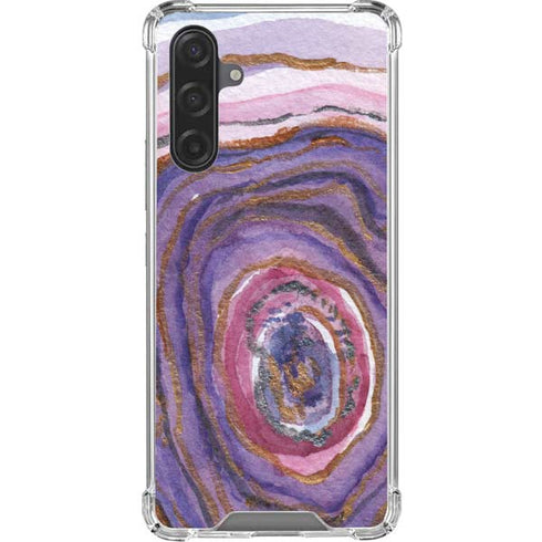Lilac Watercolor Geode Galaxy A17 Clear Case