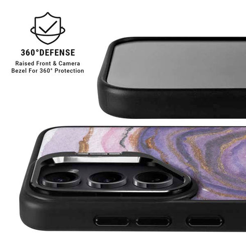 Lilac Watercolor Geode Galaxy S25 Kickstand Case