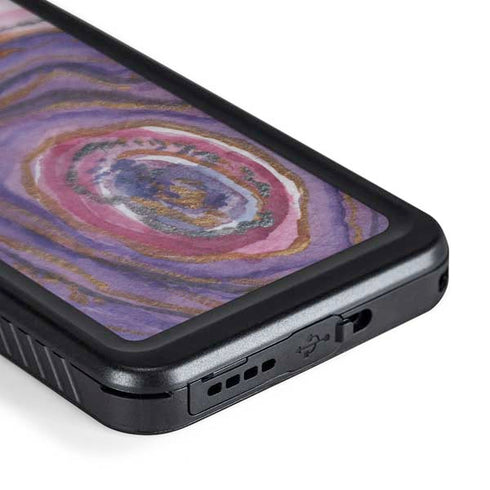 Lilac Watercolor Geode Galaxy S24 Plus Waterproof Case