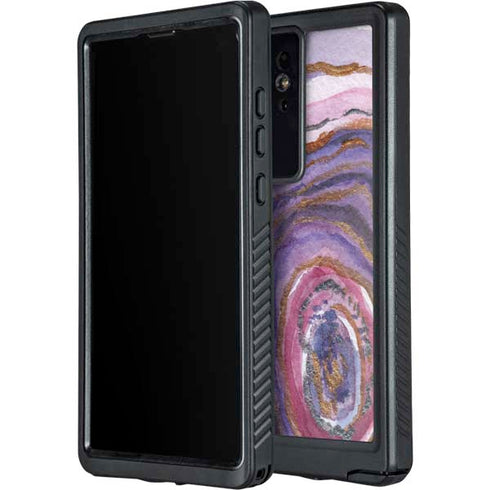 Lilac Watercolor Geode Galaxy S24 Ultra Waterproof Case