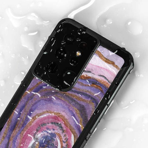 Lilac Watercolor Geode Galaxy S24 Ultra Waterproof Case